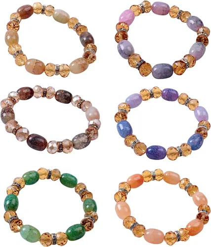 Vista 3 de Pulsera de cristal con cuentas de flores multicolor simples y frescas para enviar novias y amigos regalos para mujeres beige talla única