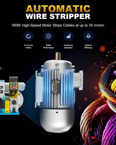 Vista 2 de CREWORKS Máquina Peladora de Cables Eléctrica, Máquina Peladora Automática de Cables de 0.06"-1", Herramienta de Pelado de Cables para Cable