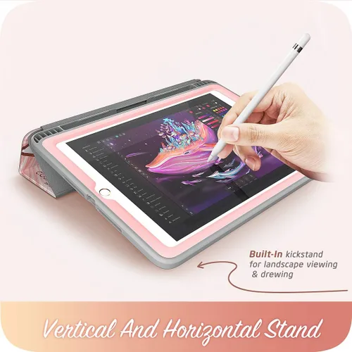 Vista 2 de i-Blason Funda para iPad de 6ª generación, iPad 9.7 2018/2017, [protector de pantalla integrado] funda inteligente de cuerpo completo triple [Cosmo]