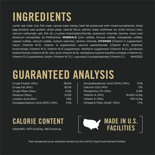 Vista 5 de Purina Pro Plan Alimento para Cachorros de Piel y Estómago Sensibles Fórmula de Cordero y Harina de Avena - Bolsa de 4 lb