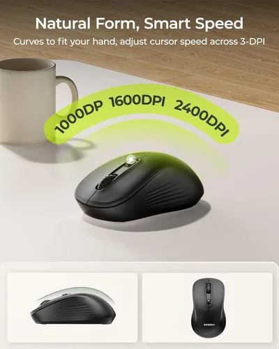 Vista 5 de Seenda COE200 - Combo de teclado y mouse inalámbricos Bluetooth con reposamuñecas USB/Bluetooth multi-device switching, quiet clicks, full
