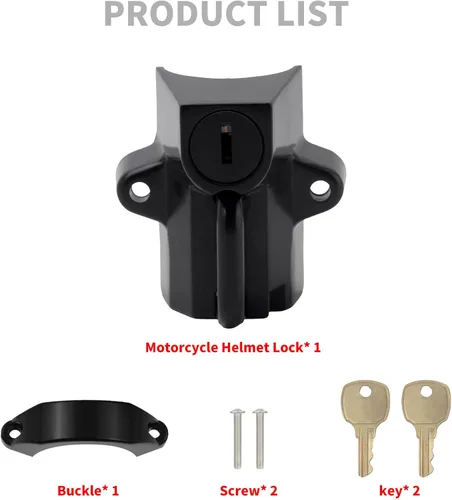 Vista 5 de Kit de bloqueo de seguridad para casco de motocicleta para tubos de 7/8" a 1 1/4" de diámetro para Harley Chrome (negro)