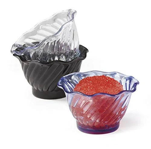 Vista 2 de G.E.T. DD-50-BK - Plato de postre para helado de tulipanes de plástico, 5 onzas, color negro (juego de 12)