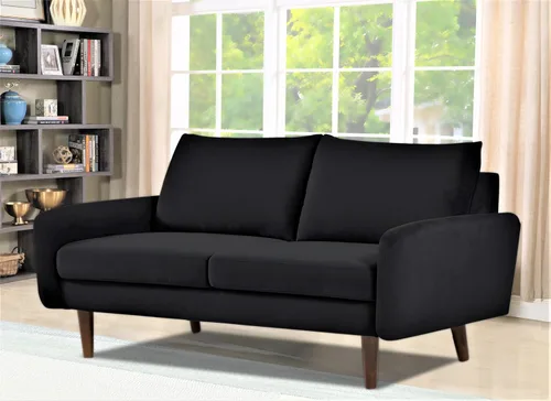 Vista 6 de Container Furniture Direct Kent Sofá biplaza de terciopelo para salas de estar modernas y espacios compactos, cómodo sofá de 2 plazas, muebles
