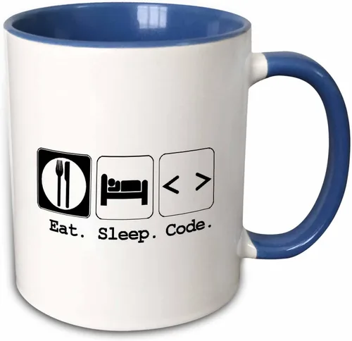 Vista 11 de 3dRose Funny Hobby Lifestyle Design Eat Sleep Code 15oz Two-Tone Black Mug