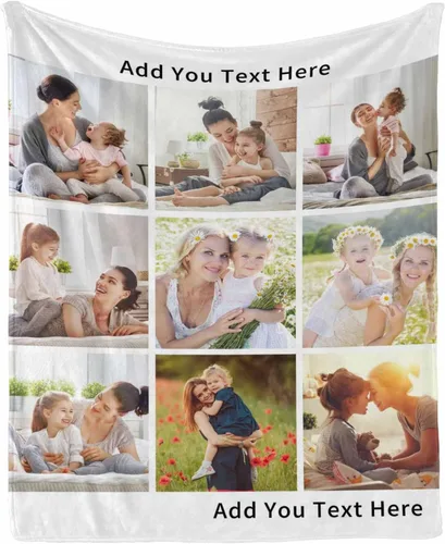Vista 29 de InterestPrint Manta con foto, regalos personalizados para mamá, manta de collage de fotos personalizada para mamá de hija e hijo para cumpleaños