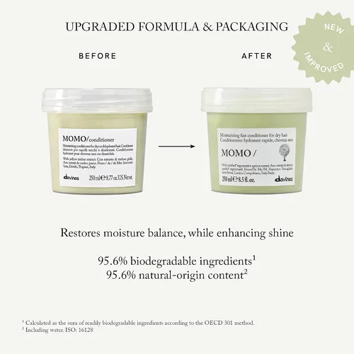 Vista 3 de Davines MOMO/Conditioner, Deep Moisturizing Formula for Dry or Dehydrated Hair - Hydrates & Detangles for Softness & Shine - Apricots Restores