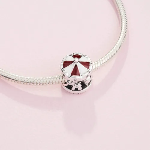 Vista 4 de PANDORA Jewelry Christmas Carousel Cubic Zirconia Charm in Sterling Silver