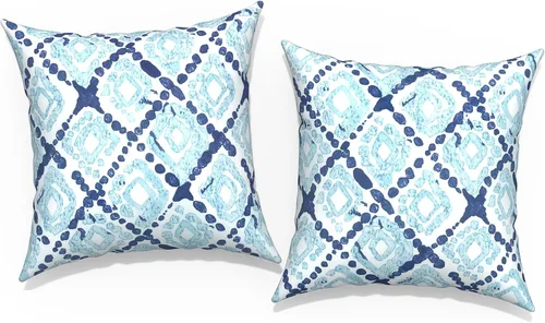 Vista 51 de Juego de 2 fundas cuadradas de 16 x 16 pulgadas para cojín de exteriores, fundas decorativas modernas para cojín de respaldo para muebles de patio