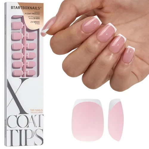 Vista 41 de BTArtboxnails XCOATTIPS White French Tip Press On Nails, XXS Squoval, Pink Lamp-Curable, 4-Week Wear, Natural Nail Look, Salon Quality Value at