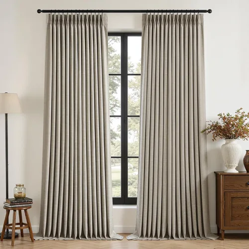 Vista 26 de Topfinel - Cortinas opacas plisadas de 96 pulgadas para dormitorio, 2 paneles Natural
