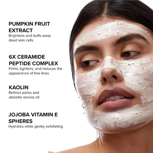 Vista 5 de DRMTLGY Máscara facial de enzima de calabaza con cuentas de jojoba. Máscara facial exfoliante suave de calabaza para opacidad, tono de piel