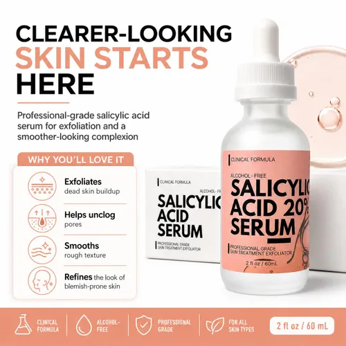 Vista 2 de Solución de suero de ácido salicílico al 20% 2 fl oz Fórmula de dos ingredientes, sin perfume High concentration formulation, minimal ingredient