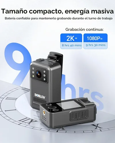 Vista 3 de BOBLOV A28 2K Cámara de cuerpo pequeño Soporte de memoria externa 64GB Negro64G
