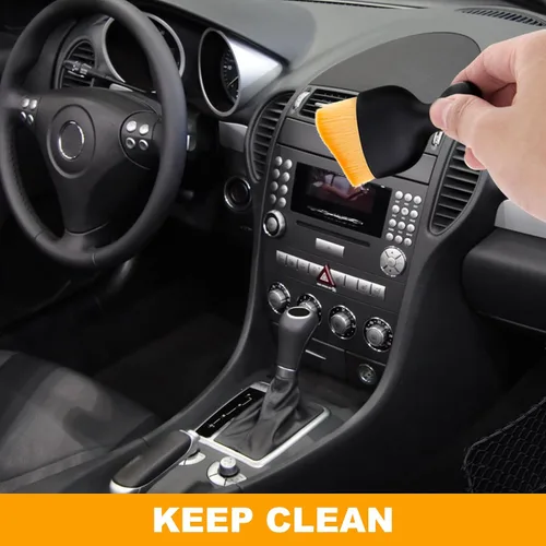 Vista 4 de 5 piezas de cepillo para detalles interiores de coche, cepillo de limpieza de polvo interior, herramienta de cepillo suave para plumero de coche