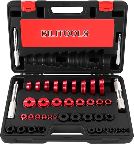 Vista 9 de BILITOOLS Kit de prensa de rodamientos, juego de 10 piezas de conductores de pistas de rodamientos y sellos, juego de instalador de conductores
