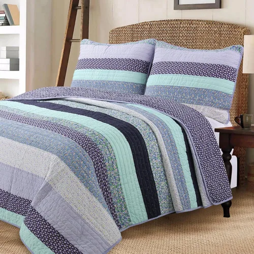 Vista 13 de Cozy Line Home Fashions Juego de ropa de cama reversible con diseño de mosaico real Brody Farmhouse Chocolate Plaid a rayas, colcha colcha