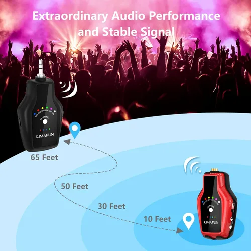 Vista 4 de KIMAFUN Sistema de monitor inalámbrico en el oído, auricular inalámbrico personal con sistema IEM para músicos, cantantes (1TX+1RX)
