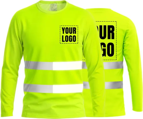 Vista 39 de La alta visibilidad reflexiva de las camisetas de la seguridad del logotipo de encargo Hola Vis de Verde neón - Estilo 8