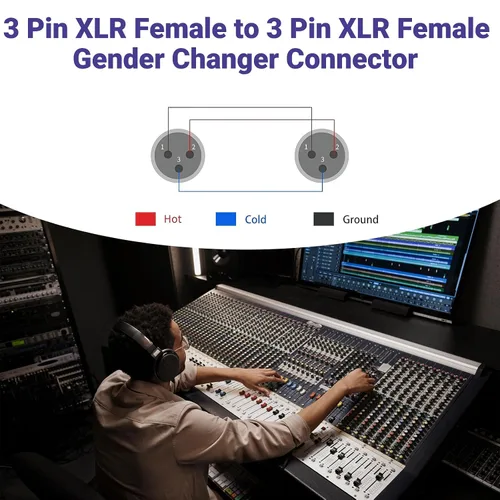 Vista 4 de Paquete de 2 adaptadores XLR hembra a hembra de 3 pines para micrófono cambiador de género XLR