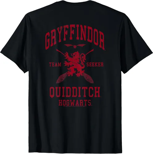 Vista 3 de Harry Potter Camiseta Gryffindor Quidditch Crest delantera y trasera, Negro, S
