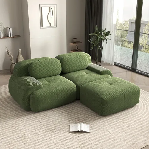 Vista 56 de Sofá biplaza moderno de 80 pulgadas para sala de estar, sofá de pana en forma de nube con asiento profundo, sofá modular negro, sofás de dos plazas