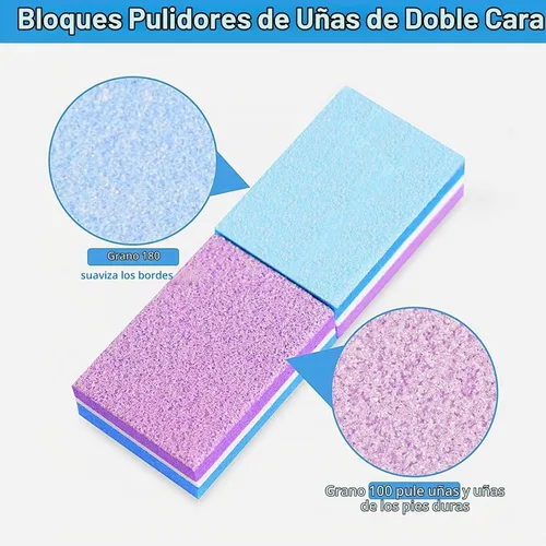 Vista 2 de CGBE Bloque de pulido, bloque de pulido de uñas de doble cara, esponja colorida, tiras de lijado, bloques de lima de uñas, herramientas de manicura