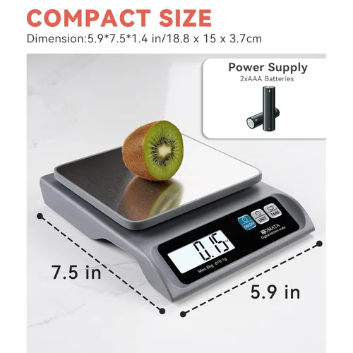 Vista 5 de BOMATA Báscula de alimentos de 0.00 oz/ 13 libras, báscula digital de cocina con bandeja de acero inoxidable extraíble, pantalla LCD retroiluminada