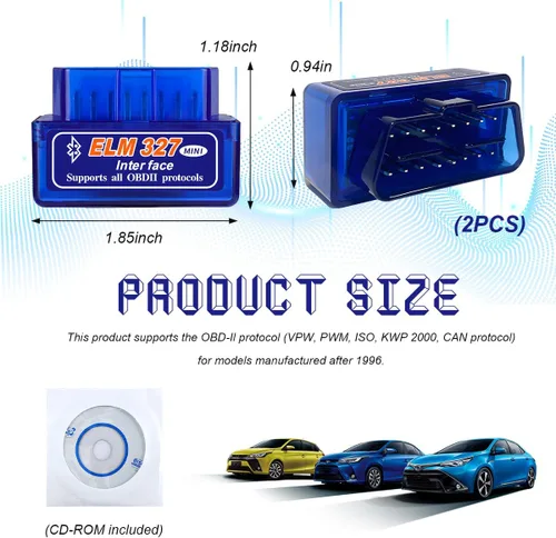 Vista 2 de 2 escáneres de diagnóstico automático de coche ELM327 OBDⅡ, mini herramienta de escaneo Bluetooth profesional OBDII y lector de código, interfaz
