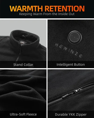 Vista 3 de HEWINZE - Chaqueta térmica para niños, chaqueta de forro polar para niños, chaqueta de calefacción eléctrica con batería de 5 V.