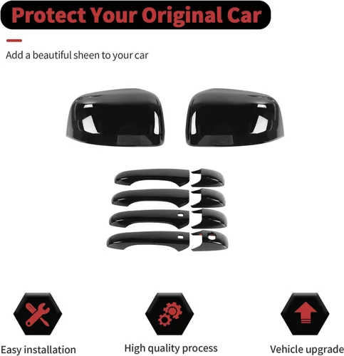 Vista 5 de RT-TCZ Cubierta de espejo retrovisor para manija de puerta, kit de decoración exterior, accesorios de decoración para Jeep Grand Cherokee 2011-2020