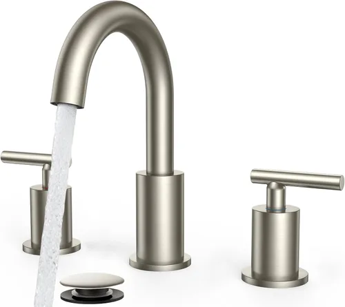 Vista 11 de FORIOUS Grifo de lavabo de baño de oro cepillado de 4 pulgadas, 2 agujeros