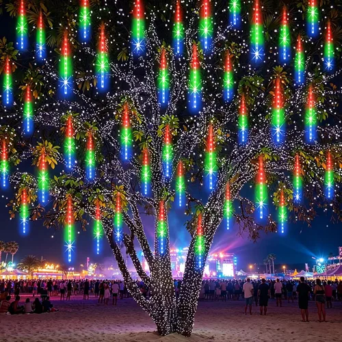 Vista 10 de EAGWELL Luces de Lluvia de Meteoros de Navidad, 20 en 20 Tubos Luces de Lluvia en Cascada con Cambio Automático con 12 Modos, Decoración Navideña