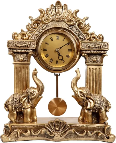 Vista 7 de SUNESA Reloj de mesa, reloj de péndulo, escritorio, elefante, reloj de escritorio, adornos, hogar, sala de estar, retro, de madera, reloj de 1