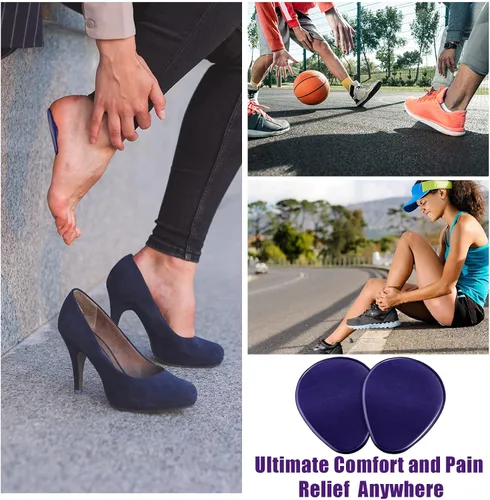 Vista 5 de Bonuci 12 almohadillas metatarsianas de gel para pies para aliviar el dolor, almohadillas de gel para pies para mujeres y hombres, para fascitis Azul