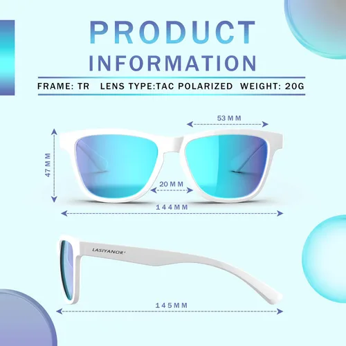 Vista 2 de Lasiyanor Gafas de sol polarizadas cuadradas TAC ligeras, marco TR90, protección UV400, gafas de sol de diseño moderno para hombres y mujeres