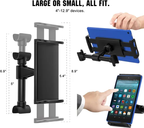 Vista 6 de MoKo Soporte para reposacabezas para teléfono/tableta, soporte ajustable para tableta para dispositivos de 4 a 12.9 pulgadas, compatible con iPhone
