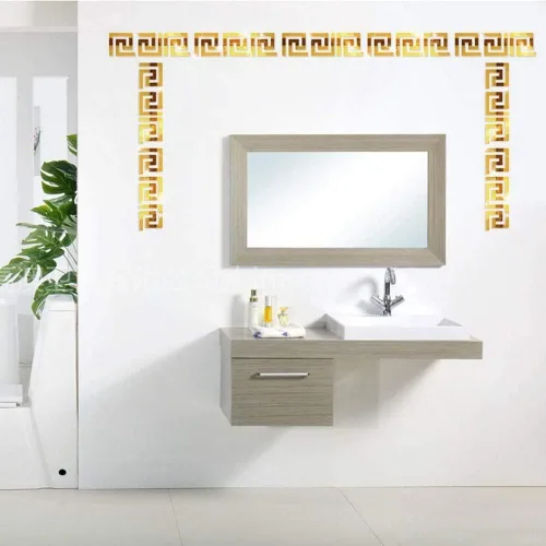 Vista 3 de Calcomanías de espejo de bricolaje, 20 calcomanías extraíbles 3D para espejo de pared, espejos acrílicos con patrón geométrico de clave griega
