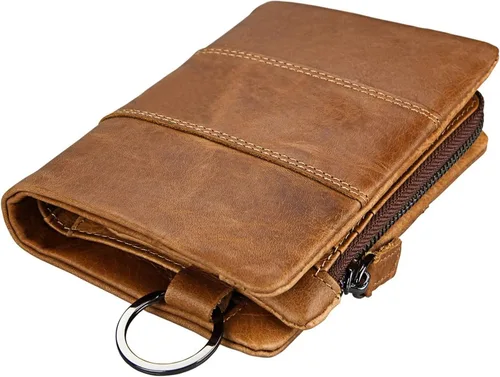 Vista 6 de TAUFE Men's Wallets, Casual Genuine Leather Wallet First Layer Cowhide Coin Pocket Vintage Crazy Horse Leather Men's Wallet