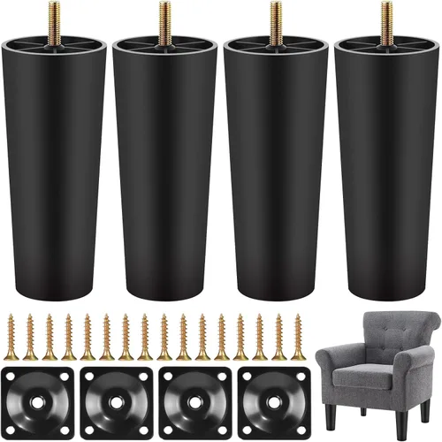 Vista 8 de Patas de plástico para sofá de 4.6 pulgadas, paquete de 4 patas cónicas para sofá/sofá/silla/silla con tornillos de rosca M8, patas de repuesto