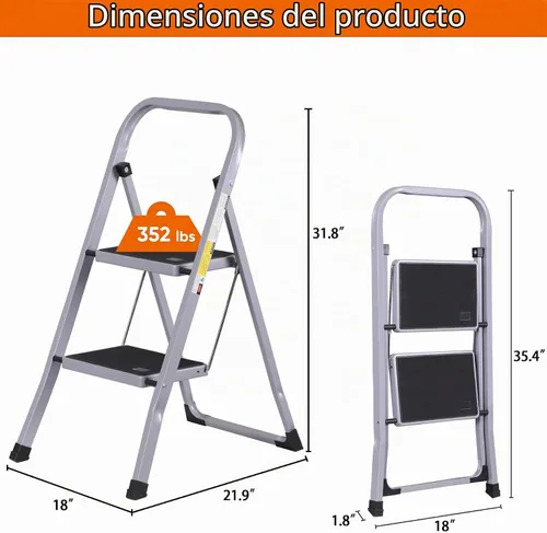 Vista 6 de F2C Escalera de 2 escalones, taburete de 2 escalones para adultos, taburete plegable de 2 escalones con práctico mango de empuñadura, capacidad