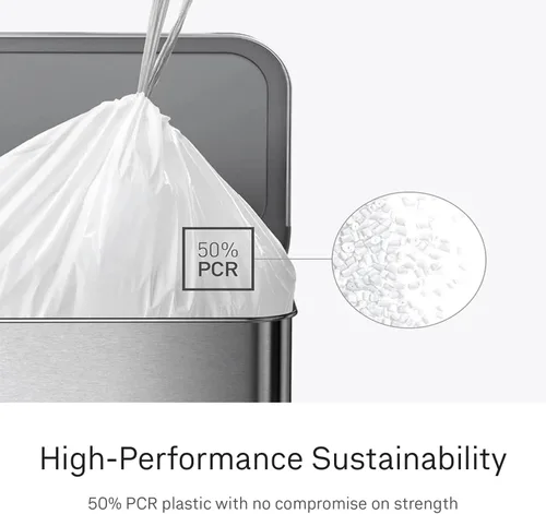 Vista 4 de simplehuman Code P 100 forros de ajuste personalizado, bolsas de basura de cocina con cordón, dispensador uno por uno sin desorden, extra grueso
