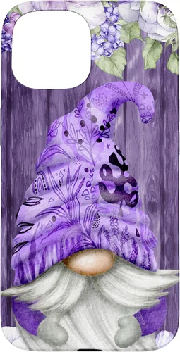 Vista 6 de Cute Purple Aesthetic Anemones Flower Pattern Lavender Gnome Case for iPhone 17