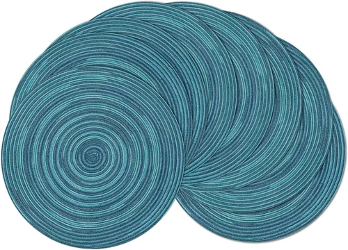 Vista 64 de SHACOS Juego de 4 manteles individuales redondos lavables de 15 pulgadas, de algodón, poliéster, trenzados, para mesa de comedor, boda, decoración