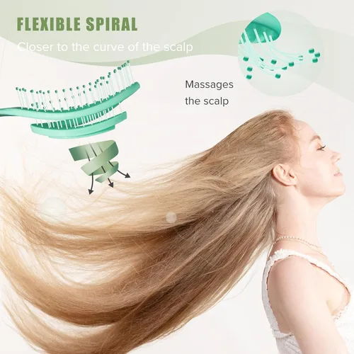 Vista 2 de SHINLEA Cepillo para el Cabello, Cepillo Desenredante Anti-Enredos, Cepillo Espiral para Cabello Húmedo y Seco, Mujeres, Hombres, Niños, Se Desliza