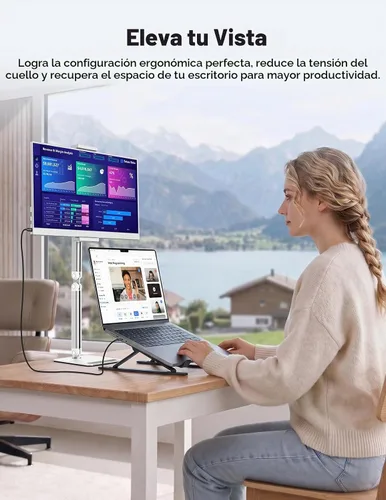 Vista 9 de Monitor portátil de 15.6 pulgadas, FHD 1080P 100% sRGB blanco con soporte ajustable, monitor de viaje ultra delgado con protección ocular, Plug and