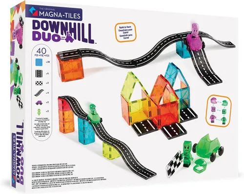 Vista 2 de MAGNA-TILES Downhill Duo - Juego de construcción magnética de 40 piezas, la marca original de construcción magnética