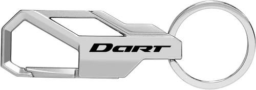 Vista 2 de iPick Image Llavero de metal con gancho a presión estilo mosquetón plateado para Dodge Dart con licencia