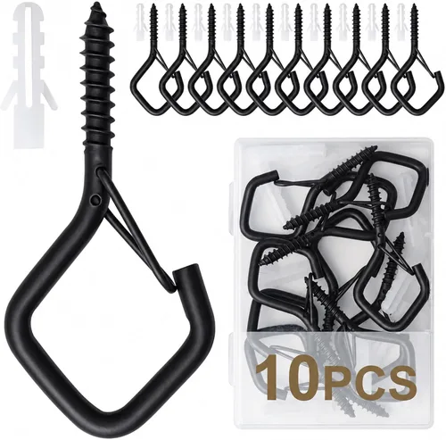 Vista 21 de CADONO 30 PCS Ganchos Colgantes de Copa con Tornillo con Hebilla de Seguridad, Ganchos de Tornillo a Prueba de Viento Perfectos para Colgar Luces