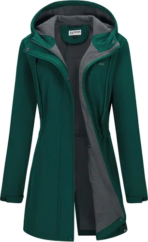 Vista 13 de 33,000ft Chaqueta larga Softshell para mujer con capucha, forro polar, resistente al viento, cálida, impermeable, rompevientos Negro